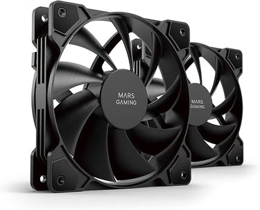 Mars Gaming MF-PROX2, Kit 2x Ventiladores 120mm, Sistema Anti-vibraciones, Ultra-silenciosos, Doble Conexión 3PIN + 4PIN, Negro